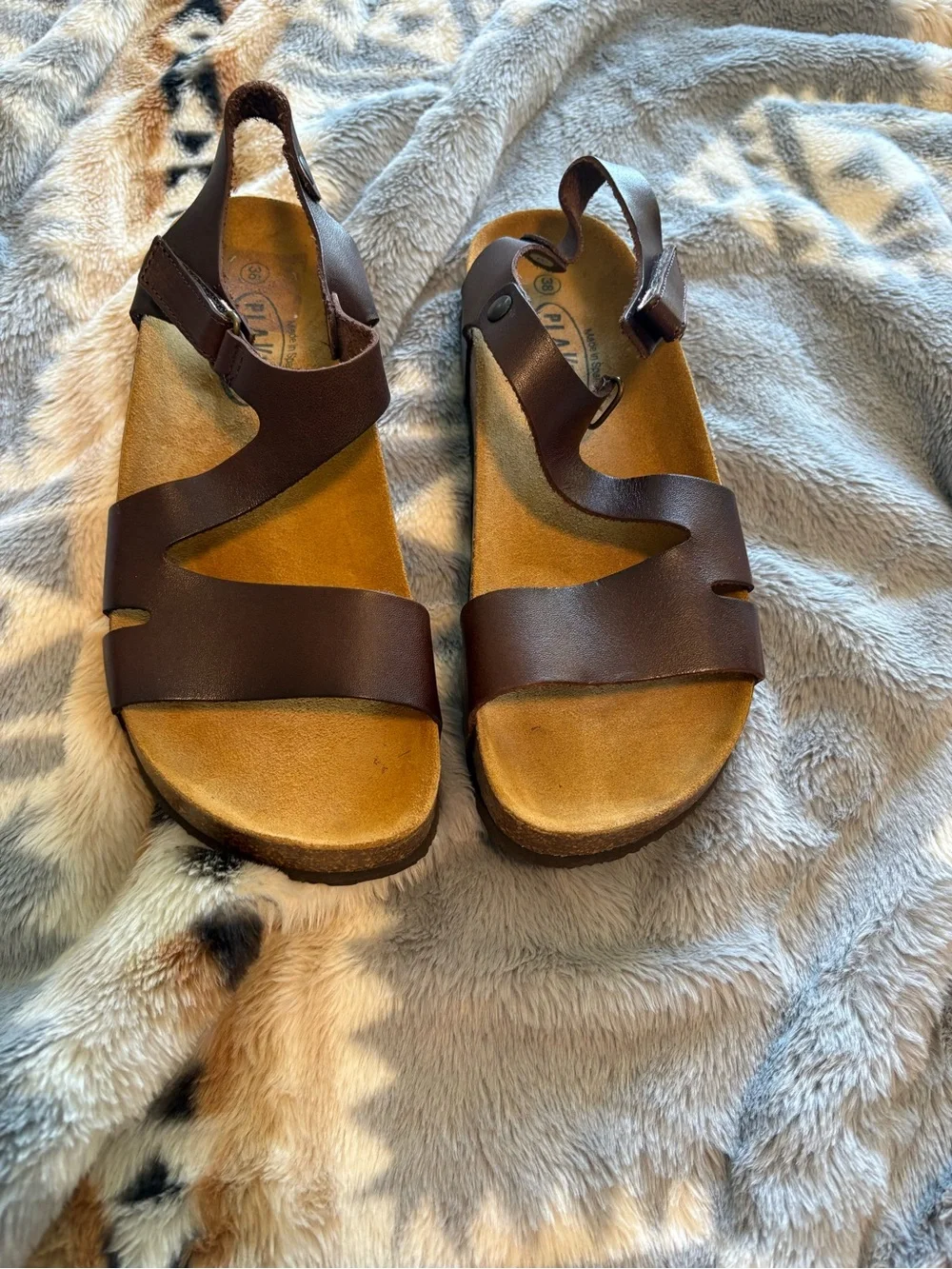 Brown Leather Slingback Sandals - Women